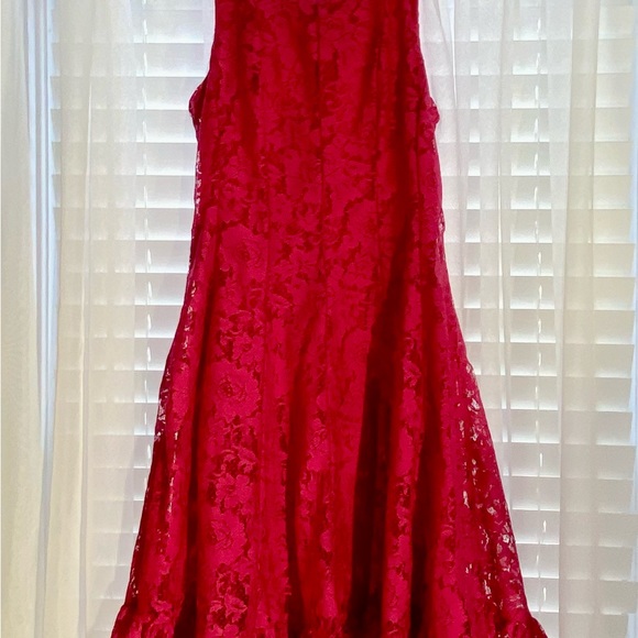 PARTY LACE OVERLAY HOT PINK DRESS by Roxy & Ali Size 2 fully lined Back zip NICE - Picture 3 of 14